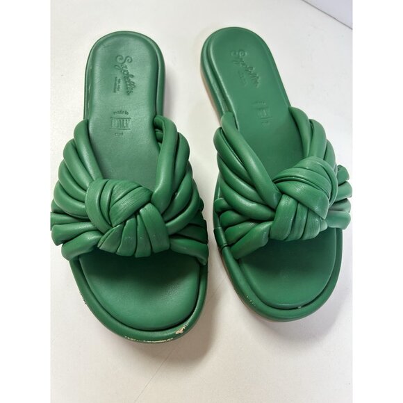 Seychelles Simply The Best Vegan Leather Knotted Slide Puff Sandals Green Slipon - Picture 2 of 5